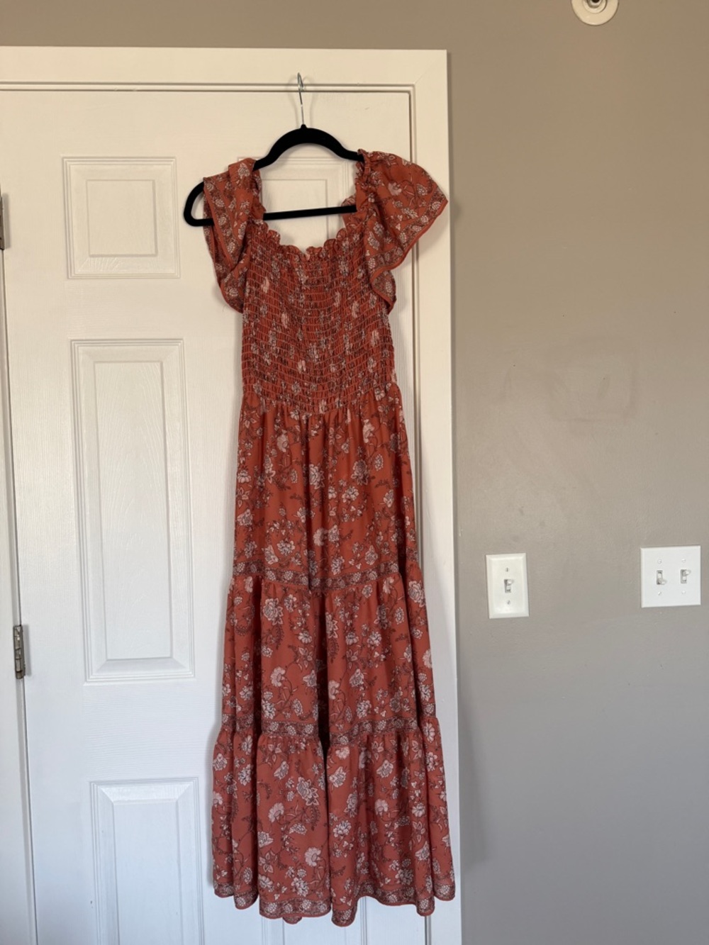 Max Studio Floral Flutter Sleeve Long Maxi Dress Flowy - Picture 8 of 9